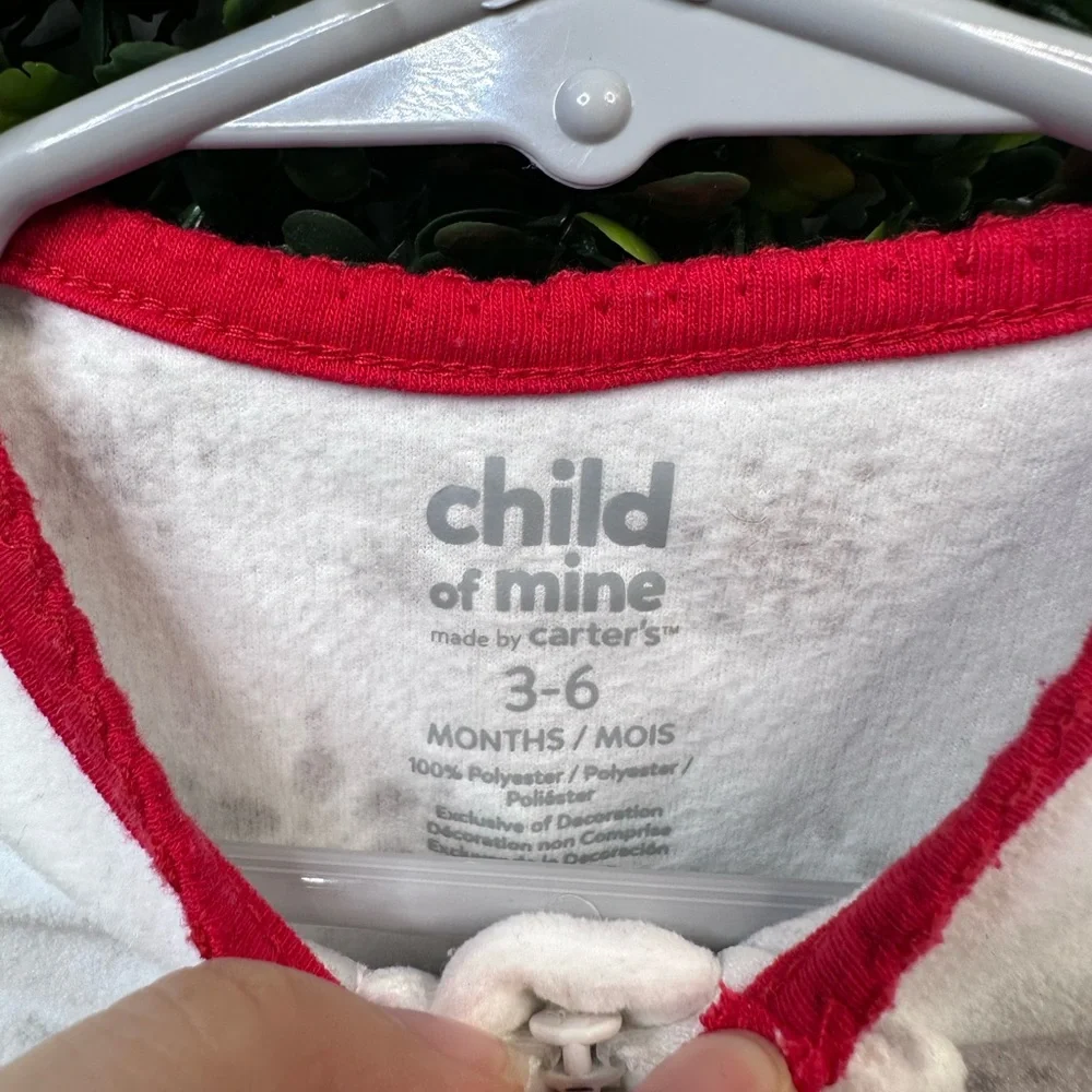 Carter's White‎ and Red bow Reindeer Footie Pajama